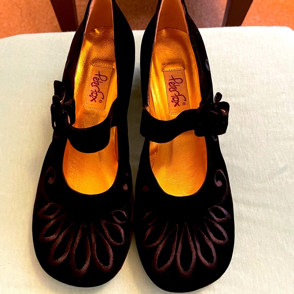 Peter Fox Black Suede Maryjanes size 9.5